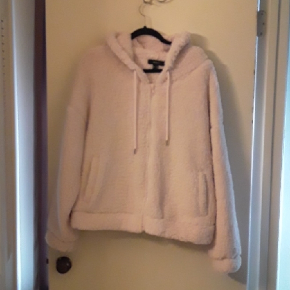 Forever 21 Fuzzy Light Pink Jacket with Hood